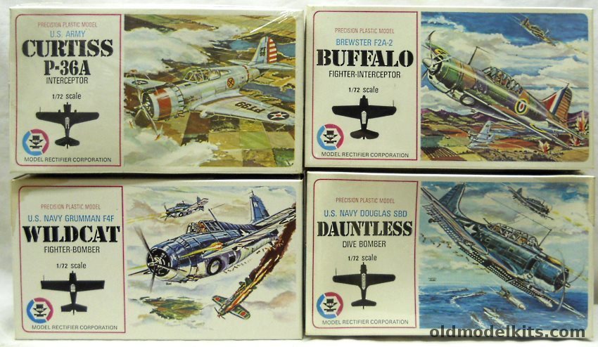 MRC 1/72 3003-69 Grumman F4F Wildcat / 3004-69 F2A-2 Buffalo / 3001-69 SBD Dauntless / 3005-69 Curtiss P-36A plastic model kit